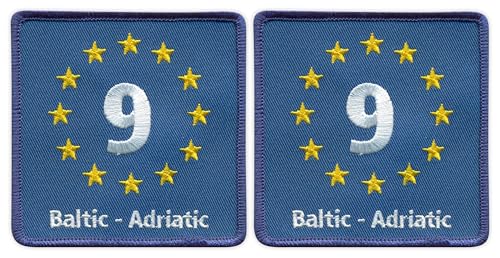 EuroVelo 9 EV9 Baltic Adriatic Aufnäher bestickt Patch / Abzeichen / Emblem von Patchion