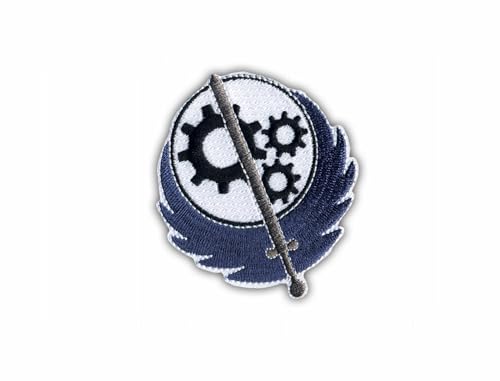 Patchion Fallout 4 Brotherhood of Steel Logo - Weißes Velcro/Klettverschluss-Rückseite - Bestickter Aufnäher/Abzeichen/Emblem von Patchion