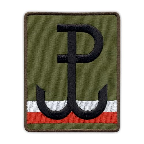 Fighting Poland Anchor with Polish Flag - Olive - Iron on / Heat Seal Backing - Embroidered Patch/Abzeichen/Emblem von Patchion