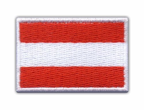 Patchion - Österreichische Flagge - Aufnäher - Rechteckig - 3,5 cm x 5,3 cm - Stickerei - Rot - Einfach - Embroidered Patch von Patchion