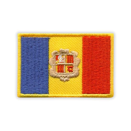 Flagge von Andorra – 5,1 cm – schwarzes VeIcro/Klettverschluss-Rückseite – bestickter Aufnäher/Abzeichen/Emblem von Patchion