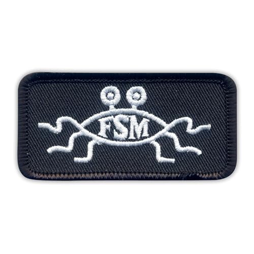 Flying Spaghetti Monster – FSM – Schwarz VeIcro/Klettverschluss-Rückseite – gestickter Aufnäher/Abzeichen/Emblem von Patchion