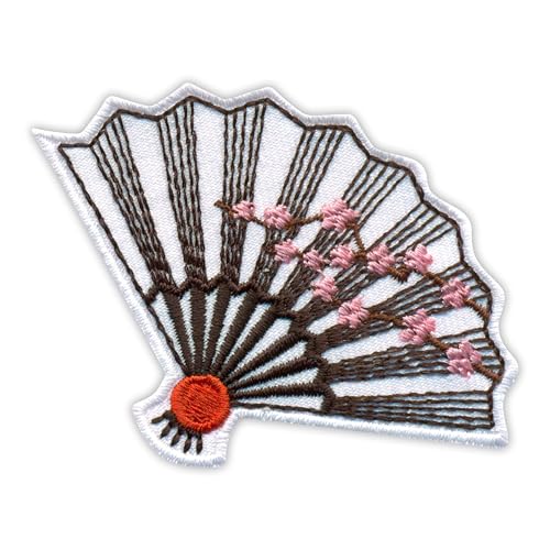 Japanischer Fan mit Kirschblüte - Aufnäher - bestickter Aufnäher / Abzeichen / Emblem von Patchion