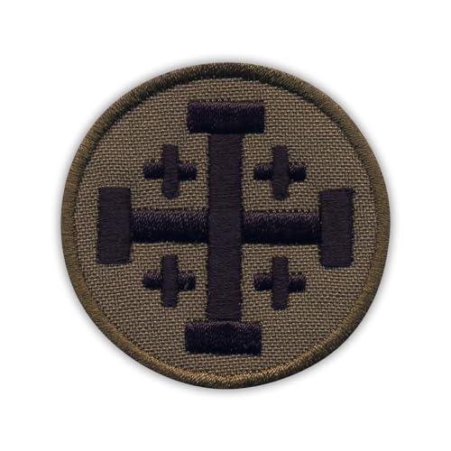 Patchion - Militärischer Jerusalem-Kreuz - Aufnäher - Stickqualität garantiert - Mittel - Polyester - Dunkel - Embroidered Patch von Patchion