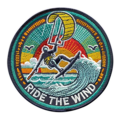 Kitesurfing – Ride The Wind – magnetische Rückseite – bestickter Aufnäher/Abzeichen/Emblem von Patchion