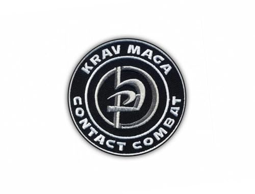 Krav MAGA – Contact Combat – weißer VeIcro/Klettverschluss-Rückseite – bestickter Aufnäher/Abzeichen/Emblem von Patchion