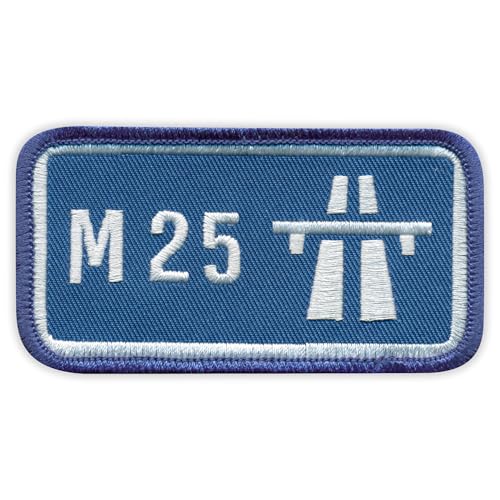 M25 Autobahn – London Orbital Autobahn – UK Straßenschild – magnetische Rückseite – bestickter Aufnäher/Abzeichen/Emblem von Patchion