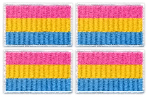 Pansexual Pride Flagge, zum Aufbügeln oder Heißsiegeln, bestickt, 4 Stück von Patchion