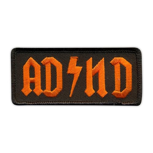 Patchion AD HD with Thunder - ADHS - Black Hook and Loop Compatible with Velcro Hook and Loop Fastener - Embroidered Patch/Badge/Emblem von Patchion