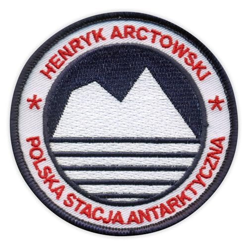 Patchion Arctowski Polnische Antarktisstation – weißer Klettverschluss kompatibel mit Klettverschluss – bestickter Patch/Abzeichen/Emblem von Patchion