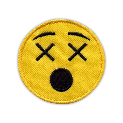 Patchion Astonished Face – Klein – Emoji – schwarzer Klettverschluss kompatibel mit Klettverschluss – bestickter Patch/Abzeichen/Emblem von Patchion