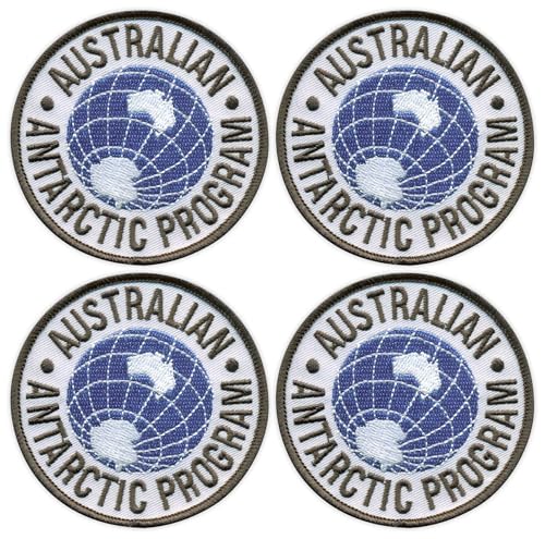 Patchion Australian Antarctic Program – schwarzer Klettverschluss, kompatibel mit Klettverschluss, bestickter Aufnäher/Abzeichen/Emblem, 4er-Set von Patchion