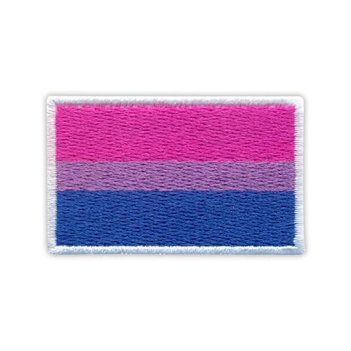 Patchion Bi Flag – Bisexuelle Stolz Flagge – schwarzer Klettverschluss kompatibel mit Klettverschluss – bestickter Patch/Abzeichen/Emblem von Patchion