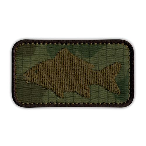 Patchion CARP Fish – für einen Karpfenfänger in Camouflage – schwarzer Klettverschluss kompatibel mit Klettverschluss – bestickter Patch/Abzeichen/Emblem von Patchion