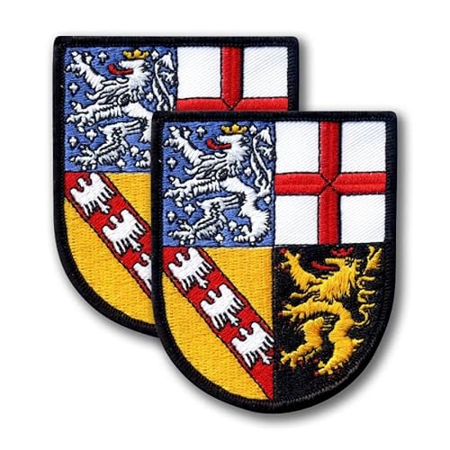 Patchion Coat of Arms Saarland – Deutschland – 2er-Set – Schieferschild – bestickter Aufnäher / Abzeichen / Emblem – zum Aufbügeln / Aufnähen von Patchion