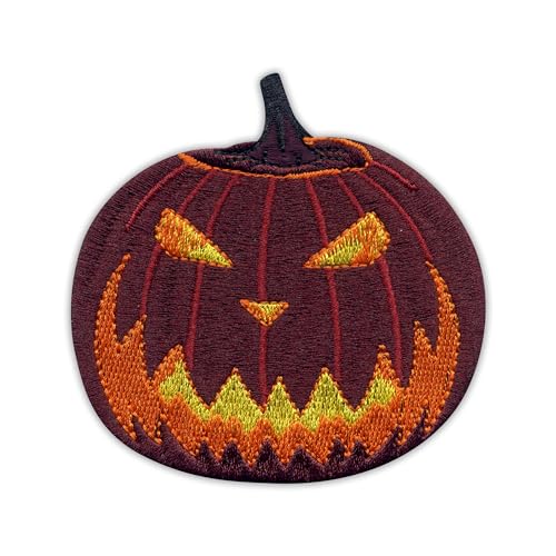 Patchion Creepy Pumpkin – schwarzer Klettverschluss kompatibel mit Klettverschluss – bestickter Aufnäher/Abzeichen/Emblem von Patchion