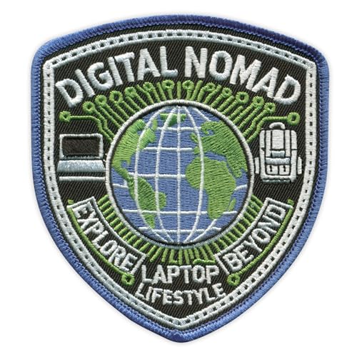 Patchion Digital Nomad – Explore Beyond Laptop Lifestyle – schwarzer Klettverschluss kompatibel mit Klettverschluss – bestickter Patch/Abzeichen/Emblem von Patchion