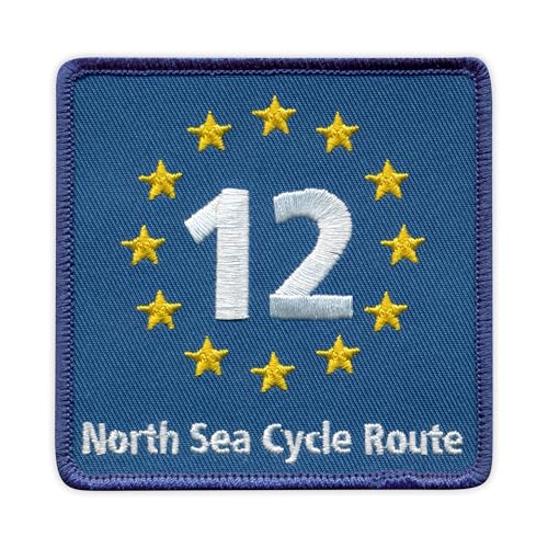 Patchion EuroVelo 12, EV12 - Nordsee-Radweg - schwarzer Klettverschluss kompatibel mit Klettverschluss - bestickter Patch/Abzeichen/Emblem von Patchion