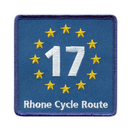 Patchion EuroVelo 17, EV17 – Rhone Radweg – schwarzer Klettverschluss kompatibel mit Klettverschluss – bestickter Patch/Abzeichen/Emblem von Patchion