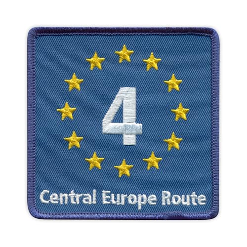 Patchion EuroVelo 4, EV4 – Mitteleuropa-Route – schwarzer Klettverschluss kompatibel mit Klettverschluss – bestickter Patch/Abzeichen/Emblem von Patchion