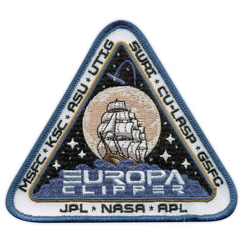 Patchion Europa Clipper Segelboot – weißer Klettverschluss kompatibel mit Klettverschluss – bestickter Patch/Abzeichen/Emblem von Patchion