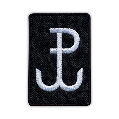 Patchion Fighting Poland - Anchor (Black) Small/Polska Walczaca - Kotwica - Black Hook and Loop Compatible with Velcro Hook and Loop Fastener - Embroidered Patch/Badge/Emblem von Patchion