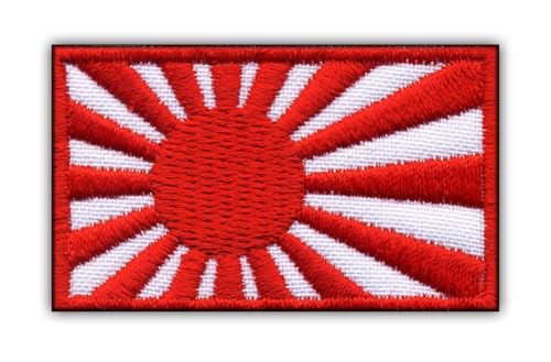 Patchion Flagge Japan Maritime Selbstverteidigung Force, Japanische Marine Big - Schwarz Klettverschluss Kompatibel mit Klettverschluss Klettverschluss - Bestickter Patch/Abzeichen/Emblem von Patchion