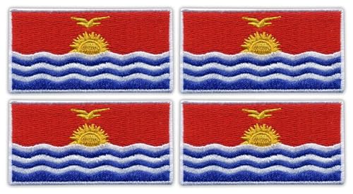 Patchion Flagge der Republik Kiribati – Bügeln/Heißsiegelrückseite – bestickter Aufnäher/Abzeichen/Emblem, 4 Stück von Patchion