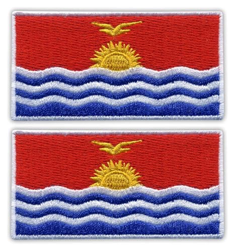 Patchion Flagge der Republik Kiribati – schwarzer Klettverschluss, kompatibel mit Klettverschluss, bestickter Aufnäher/Abzeichen/Emblem von Patchion