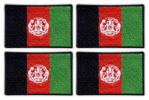 Patchion Flagge von Afghanistan (2004–2013) – Bügeln/Heißsiegelrückseite – bestickter Aufnäher/Abzeichen/Emblem, 4 Stück von Patchion