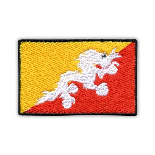 Patchion Flagge von Bhutan, magnetische Rückseite, bestickter Aufnäher/Abzeichen/Emblem von Patchion