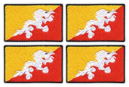 Patchion Flagge von Bhutan, zum Aufbügeln, Heißsiegel-Rückseite, bestickt, 4 Stück von Patchion