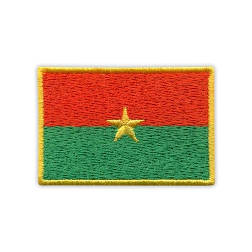 Patchion Flagge von Burkina Faso – schwarzer Klettverschluss kompatibel mit Klettverschluss – bestickter Aufnäher/Abzeichen/Emblem von Patchion