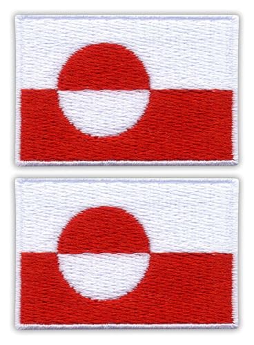 Patchion Flagge von Grönland, zum Aufbügeln, Heißsiegel-Rückseite, bestickt, 2 Stück von Patchion