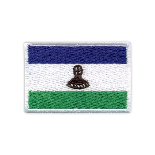 Patchion Flagge von Lesotho – schwarzer Klettverschluss kompatibel mit Klettverschluss – bestickter Aufnäher/Abzeichen/Emblem von Patchion