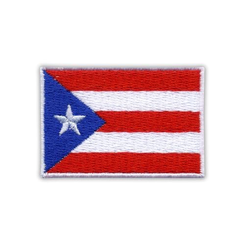 Patchion Flagge von Puerto Rico, schwarz, Klettverschluss, kompatibel mit Klettverschluss, bestickter Aufnäher/Abzeichen/Emblem von Patchion