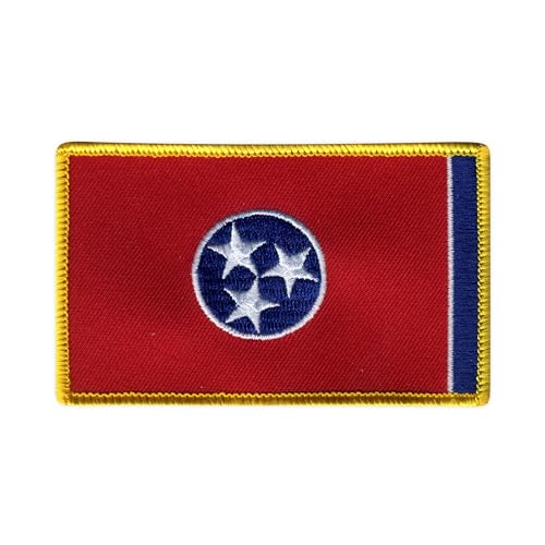 Patchion Flagge von Tennessee – schwarzer Klettverschluss kompatibel mit Klettverschluss – bestickter Aufnäher/Abzeichen/Emblem von Patchion