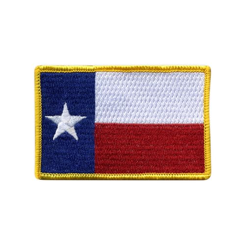 Patchion Flagge von Texas, schwarzer Klettverschluss, kompatibel mit Klettverschluss, bestickter Aufnäher/Abzeichen/Emblem von Patchion