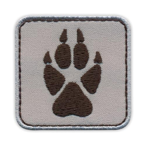 Patchion Footprint of Wolf - Paw of Wolf - Black Hook and Loop Compatible with Velcro Hook and Loop Fastener - Embroidered Patch/Badge/Emblem von Patchion