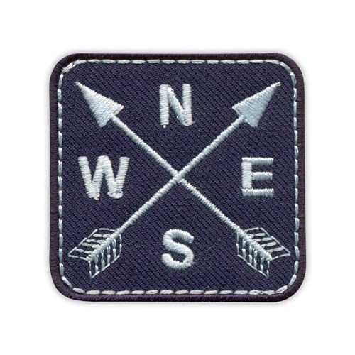 Patchion Gekreuzte Pfeile – Kompass (NSEW) – schwarzer Klettverschluss kompatibel mit Klettverschluss – bestickter Patch/Abzeichen/Emblem von Patchion