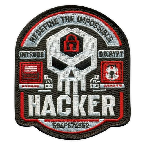 Patchion Hacker - Redefine The Impossible - Black Hook and Loop Compatible with Velcro Hook and Loop Fastener - Embroidered Patch/Badge/Emblem von Patchion