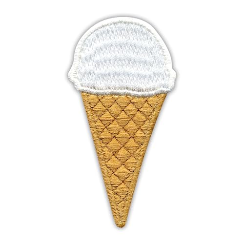 Patchion Ice Cream - White Sorbet - Black Hook and Loop Compatible with Velcro Hook and Loop Fastener - Embroidered Patch/Badge/Emblem von Patchion