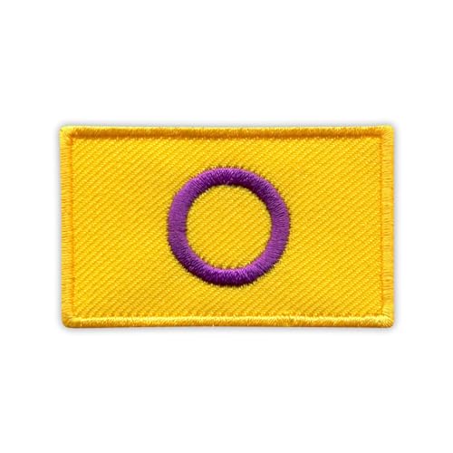 Patchion Intersex Pride Flagge - Schwarzer Klettverschluss kompatibel mit Klettverschluss - Bestickter Patch/Abzeichen/Emblem von Patchion