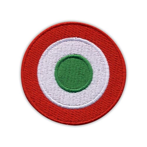 Patchion Italian Air Force - Aeronautico Militare - Roundel - Black Hook and Loop Compatible with Velcro Hook and Loop Fastener - Embroidered Patch/Badge/Emblem von Patchion