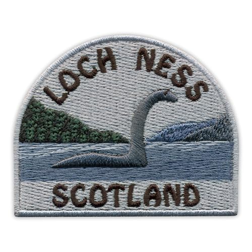 Patchion Loch Ness Monster – Nessie – Schottland – schwarzer Klettverschluss kompatibel mit Klettverschluss – bestickter Patch/Abzeichen/Emblem von Patchion