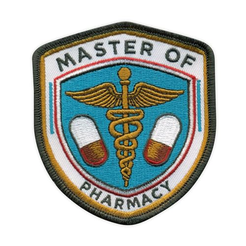 Patchion Master of Pharmacy – schwarzer Klettverschluss kompatibel mit Klettverschluss – bestickter Aufnäher/Abzeichen/Emblem von Patchion