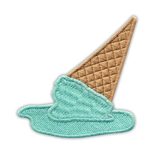 Patchion Melted Ice Cream - Mint - Black Hook and Loop Compatible with Velcro Hook and Loop Fastener - Embroidered Patch/Badge/Emblem von Patchion