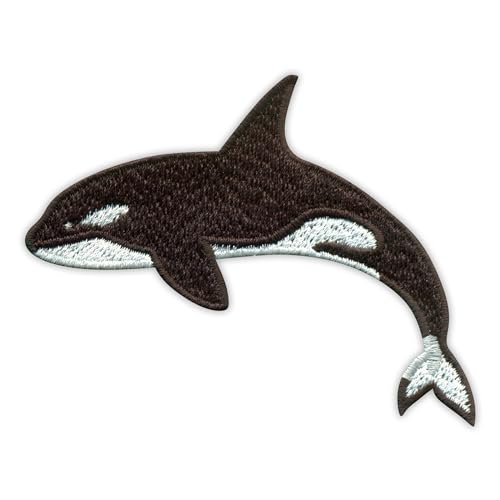 Patchion Orca – Killerwal – schwarzer Klettverschluss kompatibel mit Klettverschluss – bestickter Aufnäher/Abzeichen/Emblem von Patchion