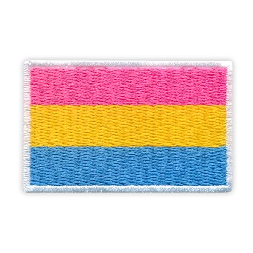 Patchion Pansexual Pride Flag - Black Hook and Loop Compatible with Velcro Hook and Loop Fastener - Embroidered Patch/Badge/Emblem von Patchion