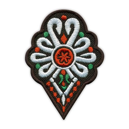 Patchion Parzenica – Folk-Muster – schwarze Version – schwarzer Klettverschluss kompatibel mit Klettverschluss – bestickter Patch/Abzeichen/Emblem von Patchion